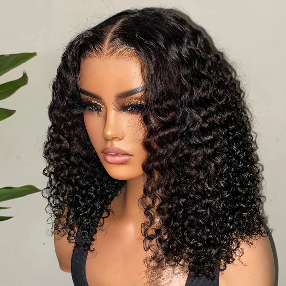 Wear And Go Water Wave Bob Lace Wig Curly 6x4 Glueless Human Hair Wig