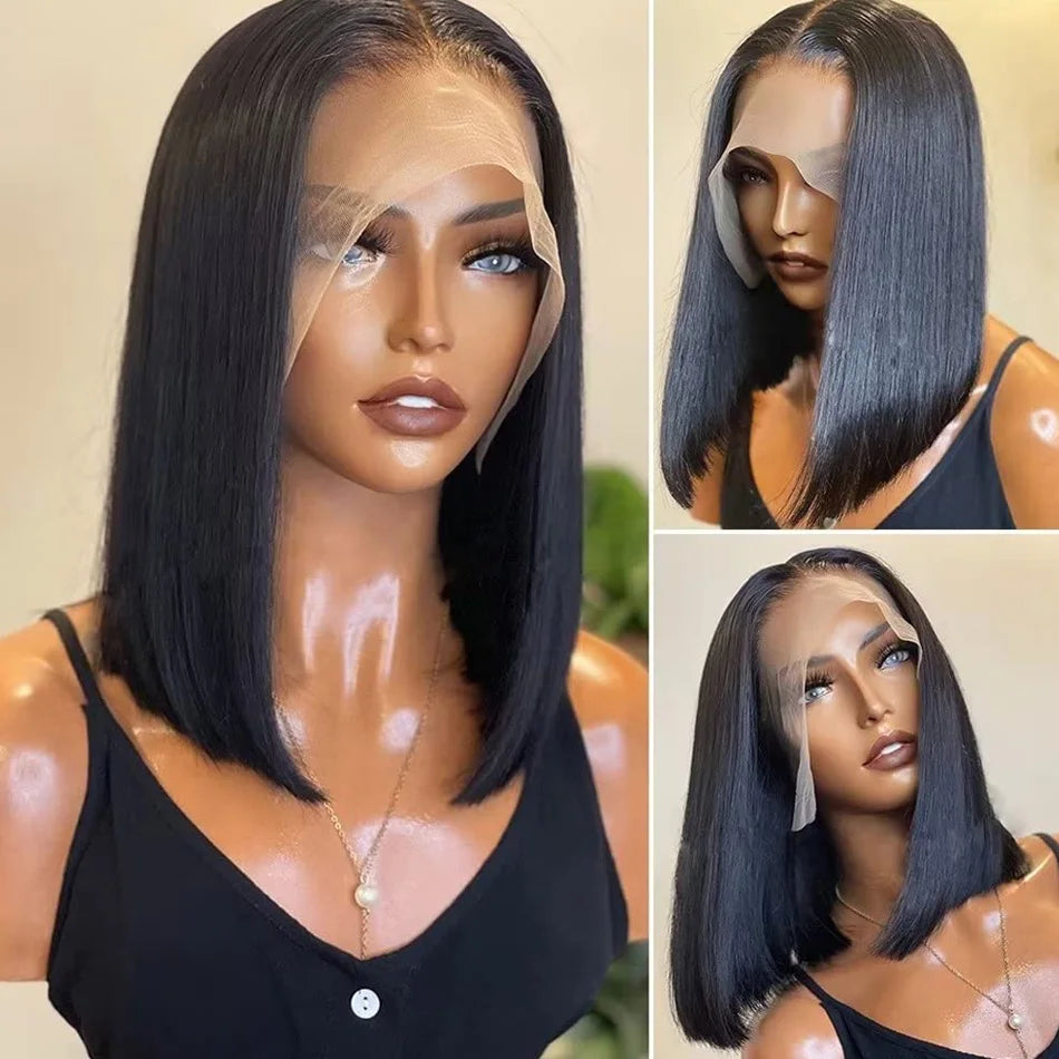 Short Bob Straight Lace Front Human Hair Natural Brazilian