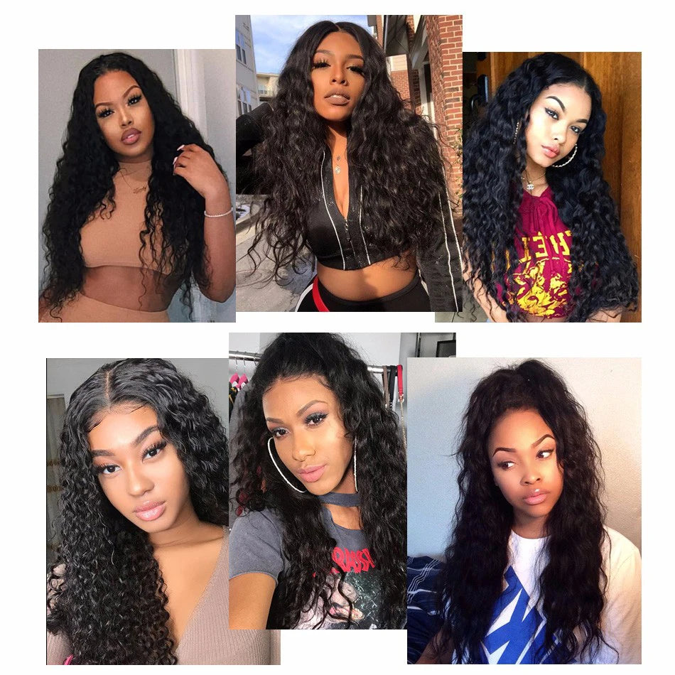 Water Wave Bundles With Frontal Virgin Curly Loose Deep Wave 100% Human Hair Bundles With Closure Peruvian Hair