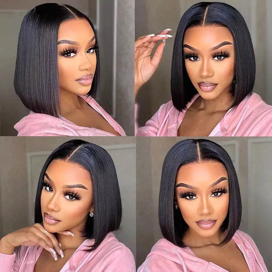 Short Bob Straight Lace Front Human Hair Natural Brazilian