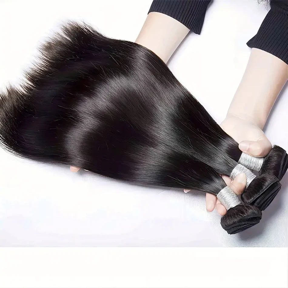 Raw Virgin Unprocessed 100% Human Hair Extensions Bone Straight Bundles