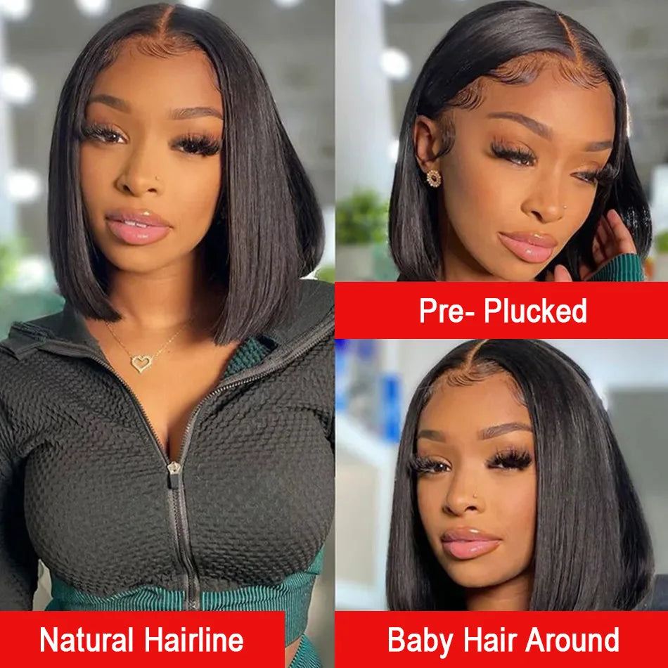 Short Bob Straight Lace Front Human Hair Natural Brazilian