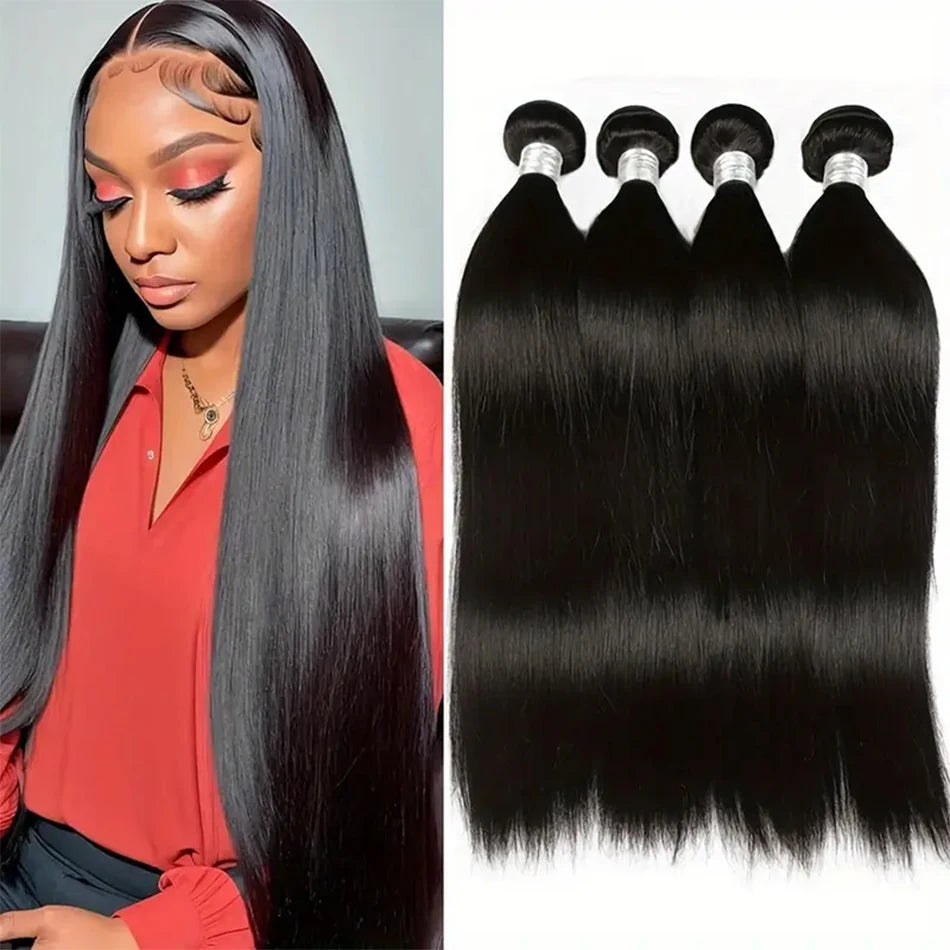 Raw Virgin Unprocessed 100% Human Hair Extensions Bone Straight Bundles
