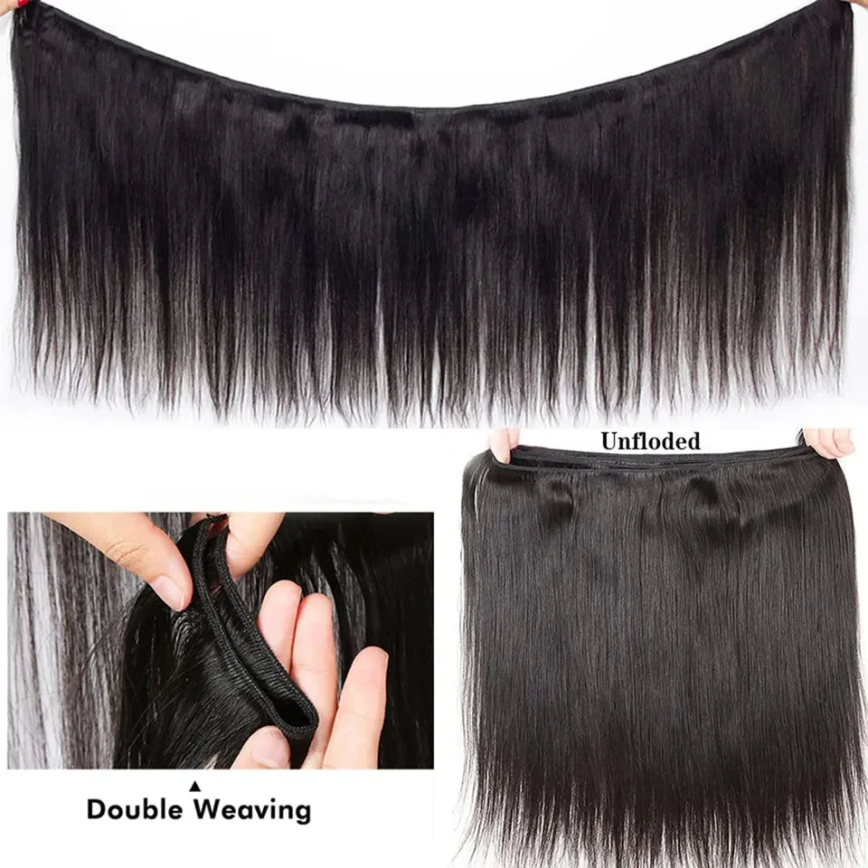 Raw Virgin Unprocessed 100% Human Hair Extensions Bone Straight Bundles