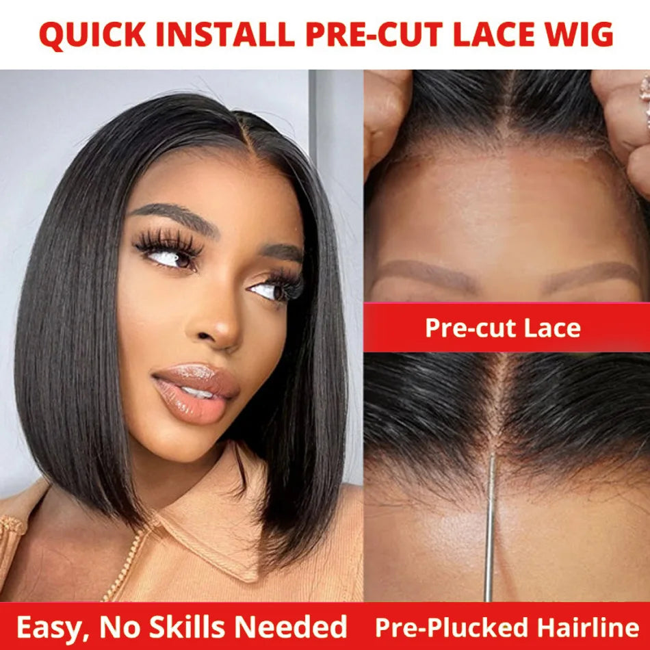 Short Bob Straight Lace Front Human Hair Natural Brazilian