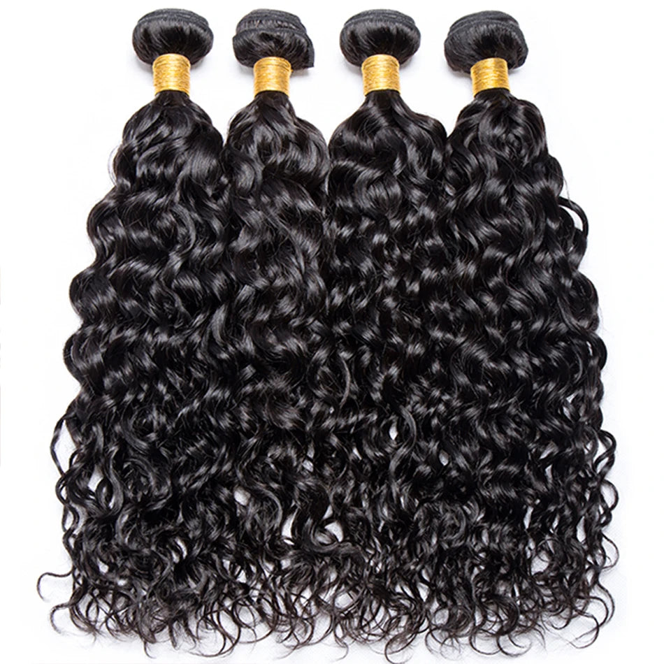 Water Wave Bundles With Frontal Virgin Curly Loose Deep Wave 100% Human Hair Bundles With Closure Peruvian Hair