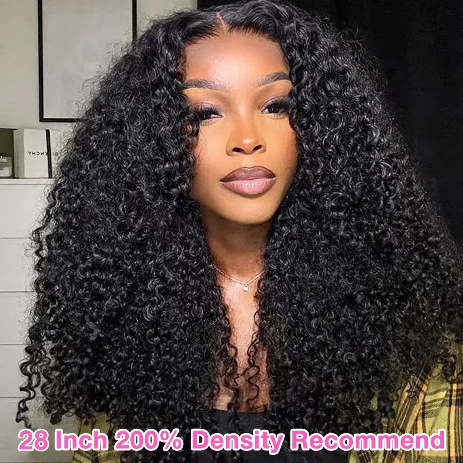 Kinky Curly Wigs HD Lace Frontal Wig Glueless Human Hair 4C Afro Curly