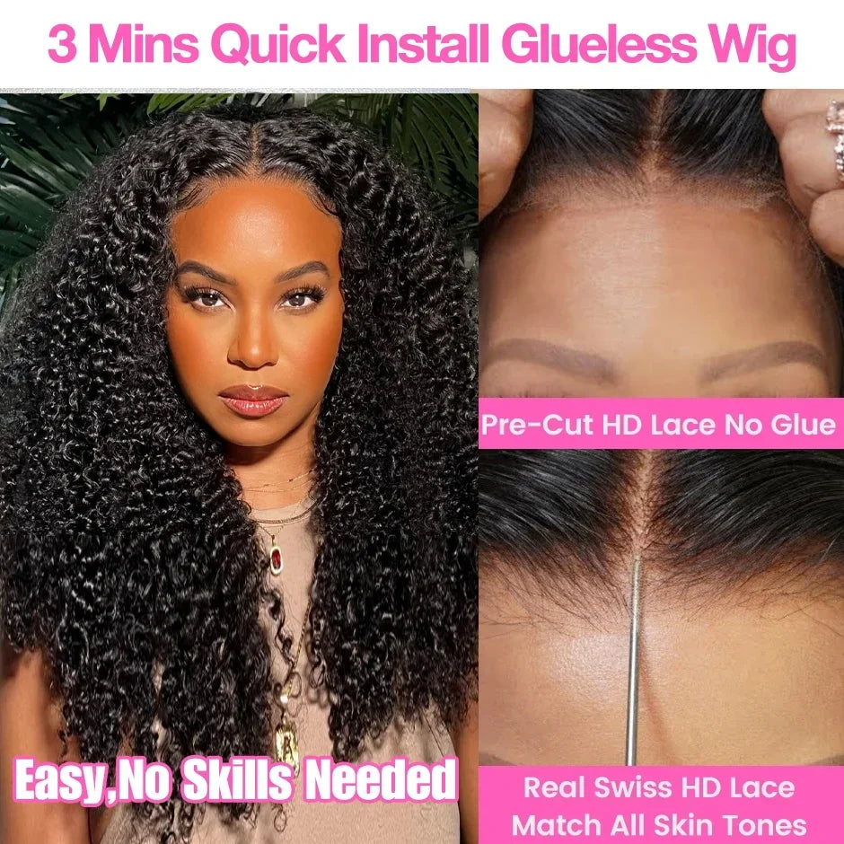 Kinky Curly Wigs HD Lace Frontal Wig Glueless Human Hair 4C Afro Curly
